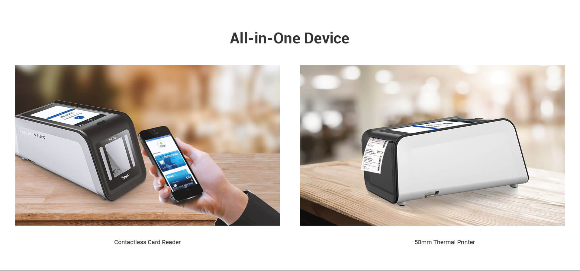 All-in-One Device QR-Code Scanner POS with Contactless Card Reader, Printer 